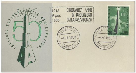 Italy 1963 50th Anniversary of Italian Insurance Corporation 1fdc.jpg