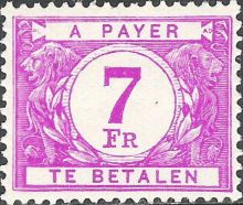 Belgium 1945 - 1953 Digit in White Circle - Postage Due Stamps 7F.jpg