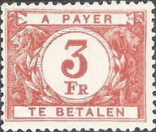 Belgium 1945 - 1953 Digit in White Circle - Postage Due Stamps 3F.jpg