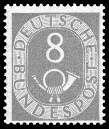 Germany-West 1951 - 1952 Definitives - Numerals & Posthorn 8pf.jpg