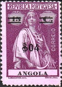 Angola 1919 Definitives - Overprinted 4c on 15c.jpg
