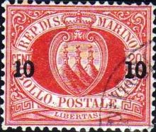 San Marino 1892 Surcharged Definitives 28.jpg