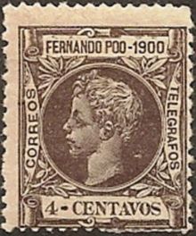 Fernando Poo 1900 Definitives - King Alfonso XIII - Inscribed "1900" 4c.jpg