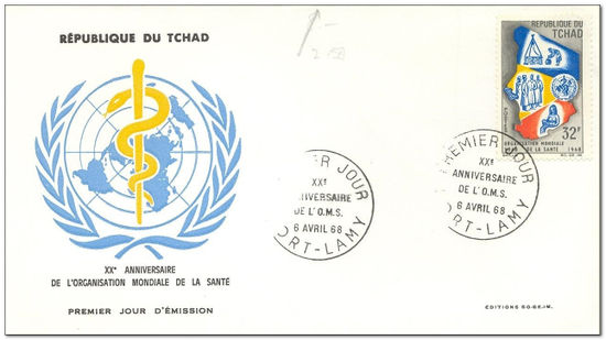 Chad 1968 Airmails - WHO 1fdc.jpg