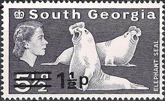 South Georgia 1971 Fauna - Issues of 1963 Surcharged 1½p on 5½d.jpg