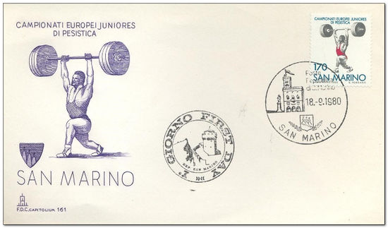 San Marino 1980 European Junior Weightlifting Championship fdc.jpg