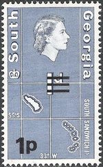 South Georgia 1971 Fauna - Issues of 1963 Surcharged 1p on 1d.jpg