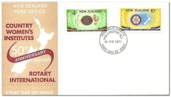 New Zealand 1971 Womens Institute & Rotary International 50th Anniversary fdc.jpg
