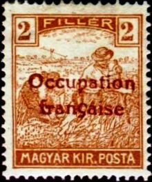 French Occupation of Hungary (ARAD) 1919 Definitive Stamps of Hungary - Overprinted "Occupation française" 2f.jpg