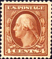 United States of America 1908 - 1909 Benjamin Franklin & George Washington 4c.jpg