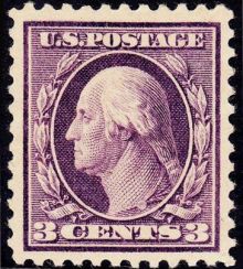 United States of America 1908 - 1909 Benjamin Franklin & George Washington 3c.jpg