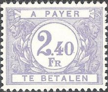 Belgium 1945 - 1953 Digit in White Circle - Postage Due Stamps 2F40.jpg