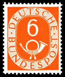 Germany-West 1951 - 1952 Definitives - Numerals & Posthorn 6pf.jpg