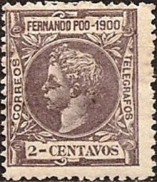 Fernando Poo 1900 Definitives - King Alfonso XIII - Inscribed "1900" 2c.jpg