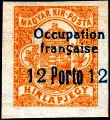 French Occupation of Hungary (ARAD) 1919 Postage Due Stamps of Hungary - Overprinted "Occupation française" and Surcharged a.jpg