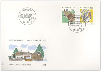 Switzerland 1992 Animal Definitives fdc.jpg