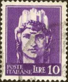 Italy 1945 Definitives - Without Fascist Emblems 10L.jpg