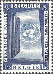 Belgium 1958 United Nation at Expo 58, Brussels and Airmail 1F50.jpg