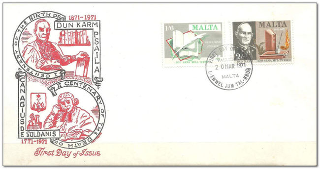 Malta 1971 Literary Anniversaries fdc.jpg
