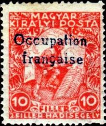 Occupation of Hungary (ARAD) 1919 War Charity Stamps of Hungary - Overprinted "Occupation française" a.jpg